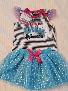 2 PC Set Darling Blue & Pink Little Princess Tutu Costume Set